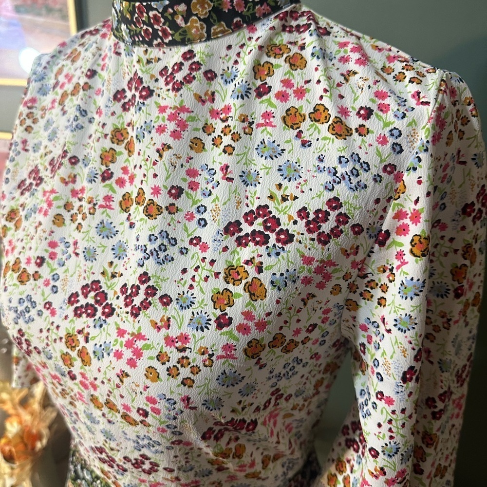 ASOS Floral Dress With Patchwork Design Size 0 Valentines Chic - Picture 5 of 6